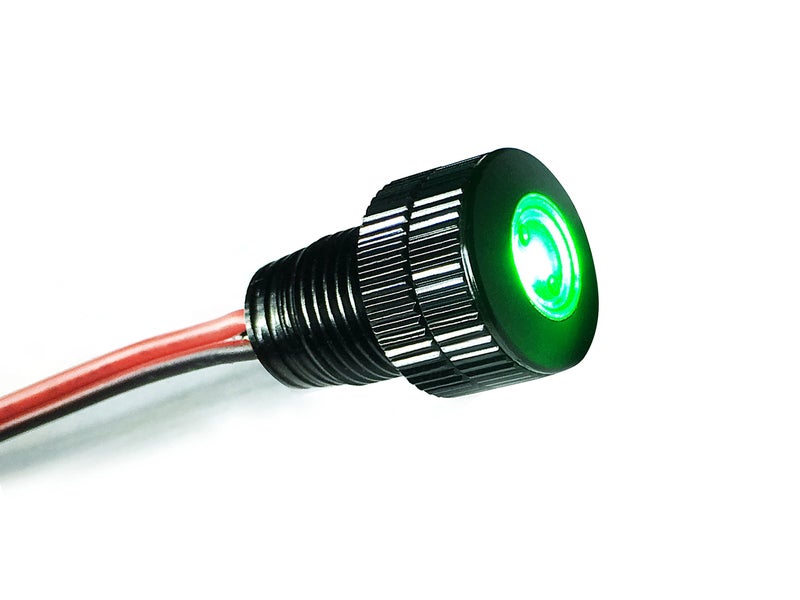 Oznium BRIGHTEST Light Bolt - Flush Mount 12V LED Light for Bumper, Grille, Cars Interior, Dash, Ambient Lighting, Motorcycle w/SLEEK Aluminum Housing & Screw Nut (11 mm Black, Green LED) - Image 1